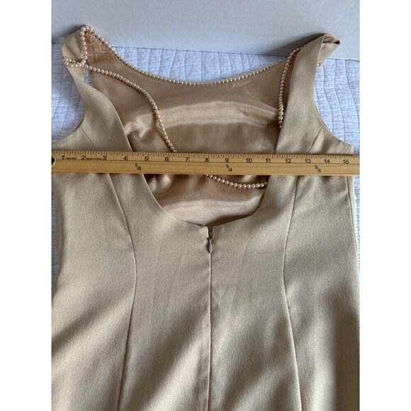 Watters & Watters Long Maxi Evening Wedding Sleeveless Gown Dress SZ 6 Gold Slit - Picture 4 of 14